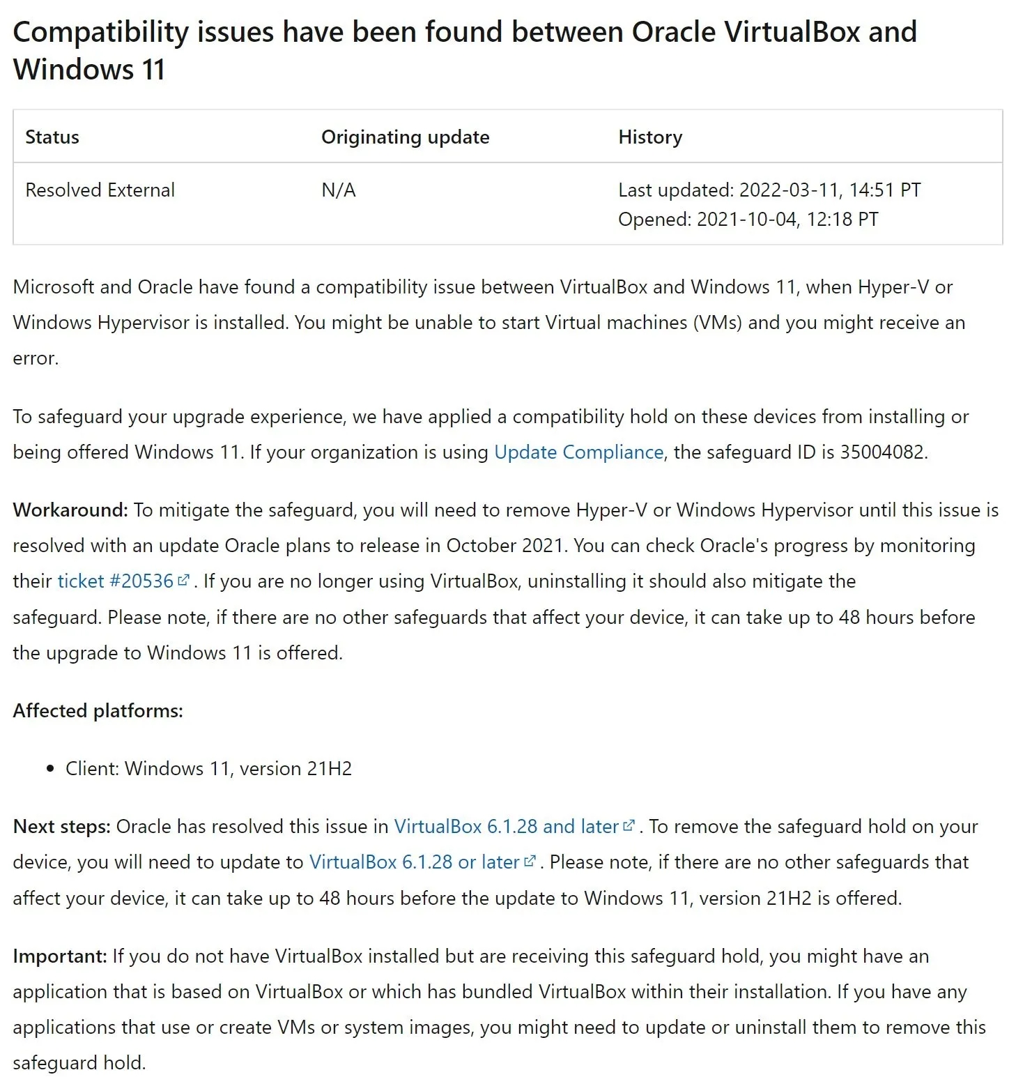 微软：已修复VirtualBox和Windows 11的兼容问题