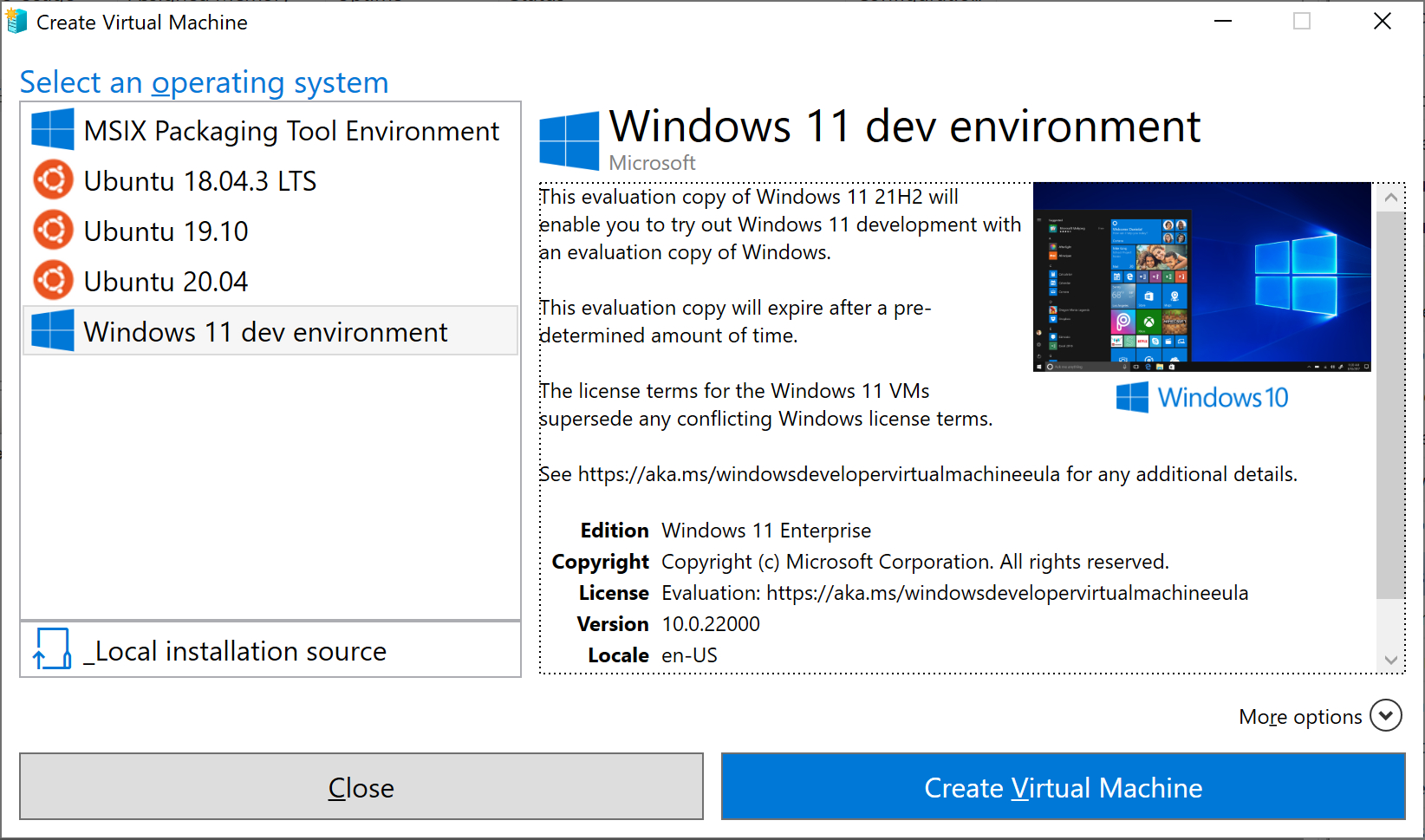 微软更新用于开发环境的免费Windows 11虚拟机