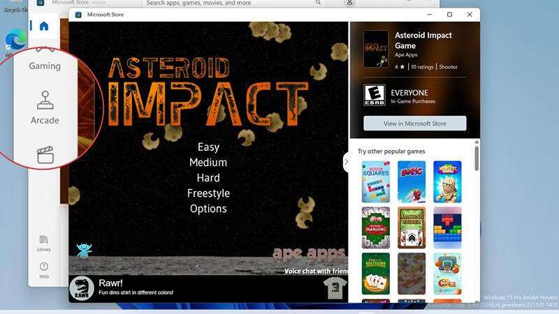 Windows 11预览版迎来即时游戏：微软商店推出全新Arcade专区