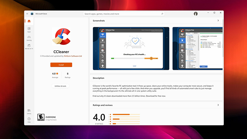 清理工具CCleaner现在已可在Windows 11微软商店中获取到