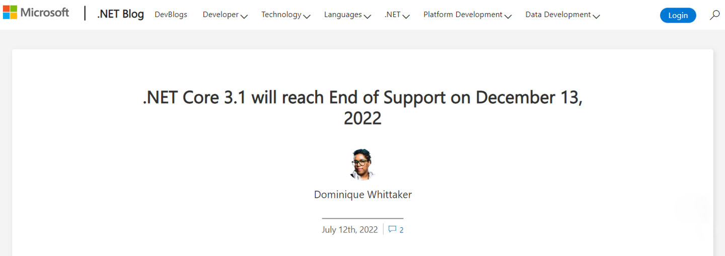 微软：.NET Core 3.1 将于 12 月 13 日终止支持